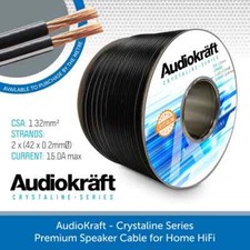 AudioKraft Crystaline Series Black Home HiFi Speaker Cable 1.32mm Twin PER METRE