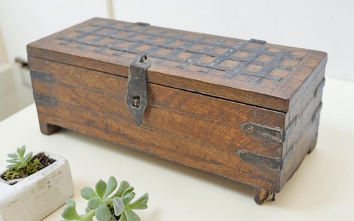Vintage wooden storage chest - vintage,