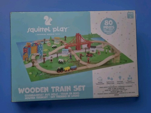 Squirrel play wooden train - wooden,