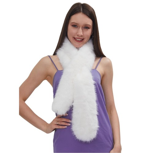 White faux fur stole wrap - white,