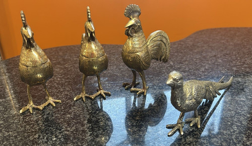 Brass bird figurines statues - brass,