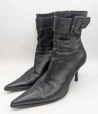 Sergio Rossi - Women's - Black Leather Ankle Boots - UK Size 5