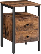 Bedside Table with 2 Drawers, Industrial Sofa Side End Table, Nightstand