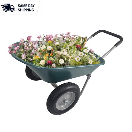 Green dual wheel garden - green, barrow