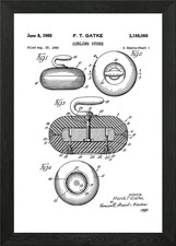 Curling Stone White Framed