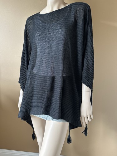Grizas black linen knit - linen, tassel