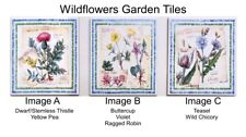 Wildflowers Garden Art Ceramic Tile 6" 15 cm Floral Decorative Wall Kitchen