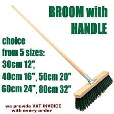 Heavy Duty Stiff Garden Broom Head and Handle Outdoor Sweeping Yard Brush GREEN