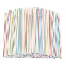 100-1000x Straws Flexible Plastic Bendy Colourful Drinking Straw Party Birthday