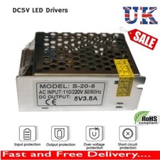 2 x DC 5V Driver AC 230V Power Supply 10W/20W Transformer for LED Strip Light UK