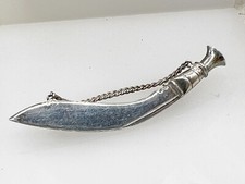 ANTIQUE SOLID STERLING SILVER GURKHA KUKRI DESIGN SWEETHEART LADIES PIN BROOCH
