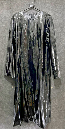 Shiny black pvc gown dress - black,
