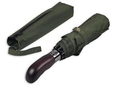 Olive Green Double Canopy Umbrella Solid Wood Handle Auto Open Close Windproof