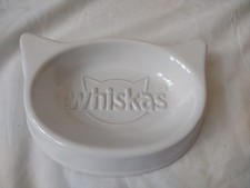 WHISKAS CERAMIC BOWL, CAT FOOD/WATER DISH, UNUSED, WHITE, 22 cm WIDE, BRANDED