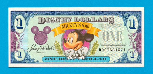 Disney one dollar - disney, note