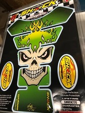 Green Devil Demon Skull Flames Motorcycle Tank Pad Tankpad Motografix 3D Gel