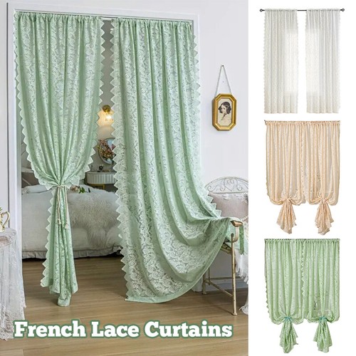 French lace floral curtains - french,