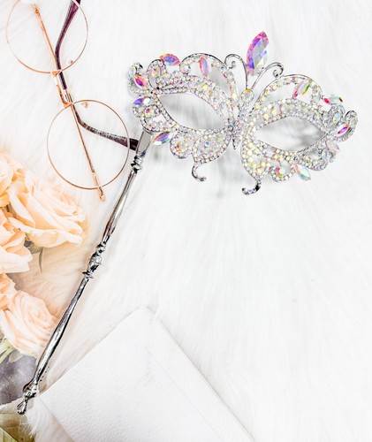Crystal mask with stick prom - mask, stick,