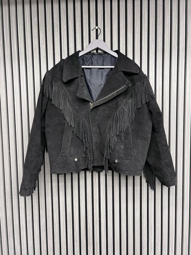 Vintage suede fringe black - vintage,