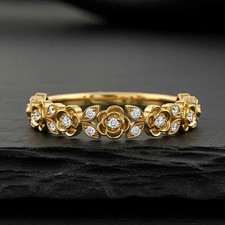 0.50 Ct Round Cut Vintage Diamond Daisy Flower Cluster Ring 14K Yellow Gold Over
