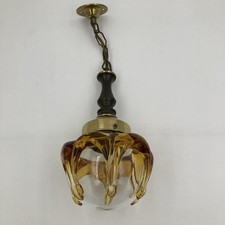 Murano-Style Amber Glass Pendant Light – Vintage 1970s Ceiling Lamp, 45cm