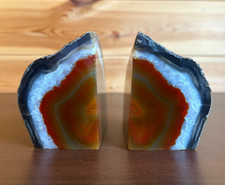 Small Fossilised Natural Fiery Red Agate Bookends