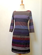 Desigual dress S-M dark multicoloured stripe brushed jersey, skirt cut-outs