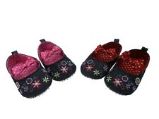BABY GIRL DENIM BOW POLKA DOTS CRIB SHOES PRAM SHOES 6-9, 9-12, 12-15 MONTHS 