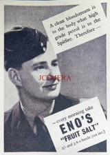 'ENO'S Fruit Salts' RAF Officer Medical : Original 1944 WW2 ADVERT 688-100