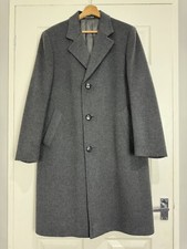 Dunn & Co Overcoat Men's Size L - XL Grey Crombie Wool Blend Tweed Chest 44 inch