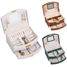 Large Jewellery Boxes Leather Storage Case Drawer Cabinet Necklace Organizer UK