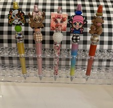 Set 5 Adorable Cow Moo Calf Beaded Pens Handmade 5 Free Refills