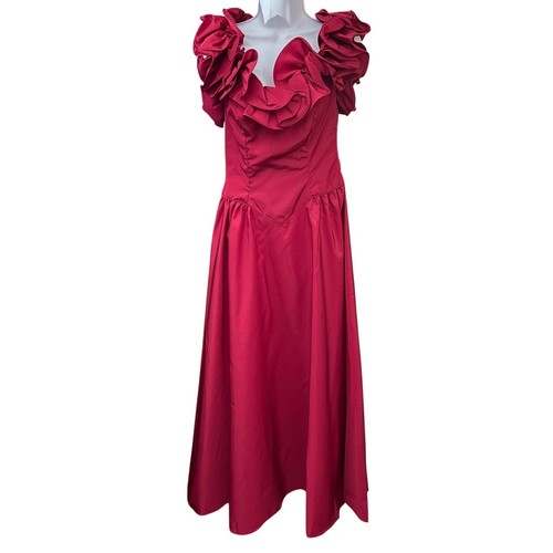 Vintage burgundy ruffle - vintage, gown