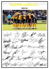 9935. 2025-26 Burton Albion Signed Team Photo Sheet (PRINTED AUTOGRAPH - A4)