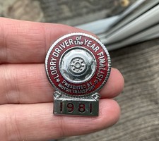 Vintage Lorry Driver Of The Year 1981 Enamel Pin  Badge Transport Truck LDOY
