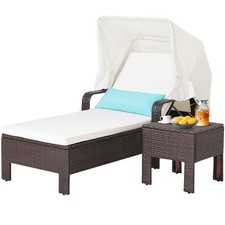 2PCS Patio Rattan Lounge Chair