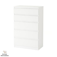 IKEA KULLEN 5-Drawer Chest Modern Sleek Bedroom Storage Unit White 70x112 cm