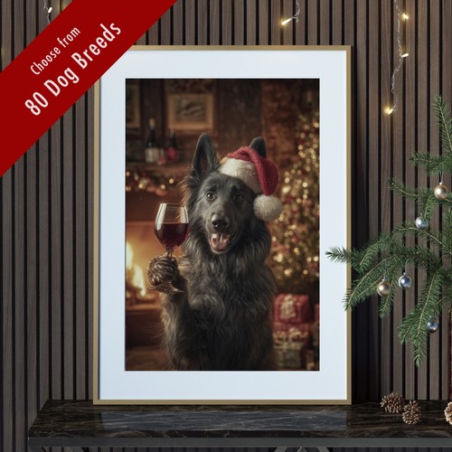 Funny dog christmas wall art - funny,