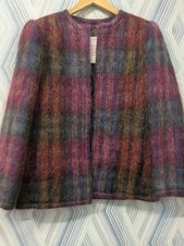 Alexon mohair blend short jacket red check uk 12 cg bc1 