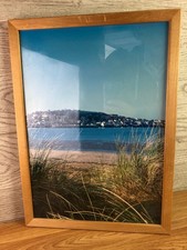 Coastal Beach Village Scene Framed Photography Print 13x17.5 Nautical Wall Art