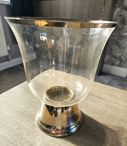 Clear glass hurricane vase - glass,