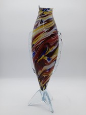 Colourful Glass Fish Figurine Ornament Multicolour Swirl Design 41cm