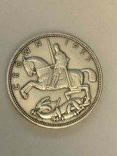 1935 George V Rocking Horse 50% Silver Crown Coin -High Grade and Lustrous-0312