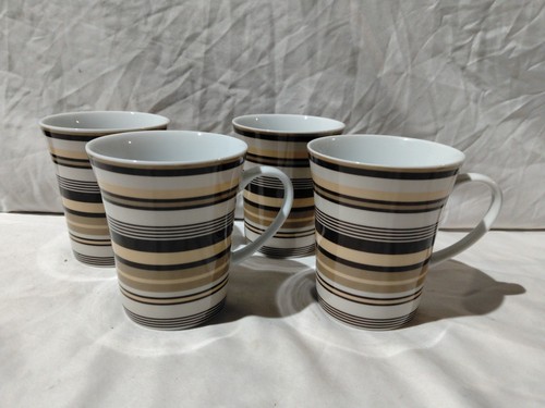 Striped brown mugs - 4x, m&s