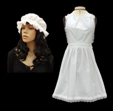 Full Length Apron + Mop Cap Adult Ladies Victorian Edwardian Serving Maid