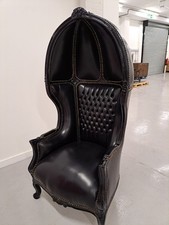 Large Black Antique Style Porters Chair 172cm Height