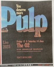 PULP Tour Date London 2025 Jarvis Cocker Ad News Advert Mini Poster 6x5”