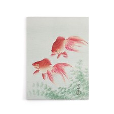 Two Veiltail Goldfish in Pond Canvas Wall Art Print Ohara Koson