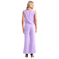 UK Women Chiffon Lace 3 Pieces Sets Mother of The Bride Pant Suits Evening Gowns