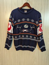Numskull Size XS Starwars Tie Fighter vs X-Wing "Ugly" Christmas Sweater Blue
